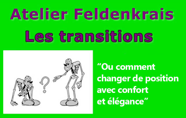 Visuel illustrant l'Atelier Feldenkrais "Les transitions ou comment changer de position avec confort et élégance » qui aura lieu le 13-04-2024 à Gap. Il s'agit d'un dessin représentant une personne assise à gauche et debout à droite du dessin. Un point d’interrogation est placé au milieu.