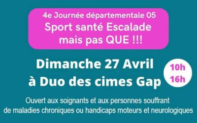 Hélixes participera à la Journée Sport Santé Escalade 05 dimanche 27/04/2025 : cours de Feldenkrais de 15h à 16h