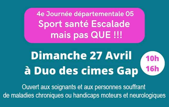 Hélixes participera à la Journée Sport Santé Escalade 05 dimanche 27/04/2025 : cours de Feldenkrais de 15h à 16h