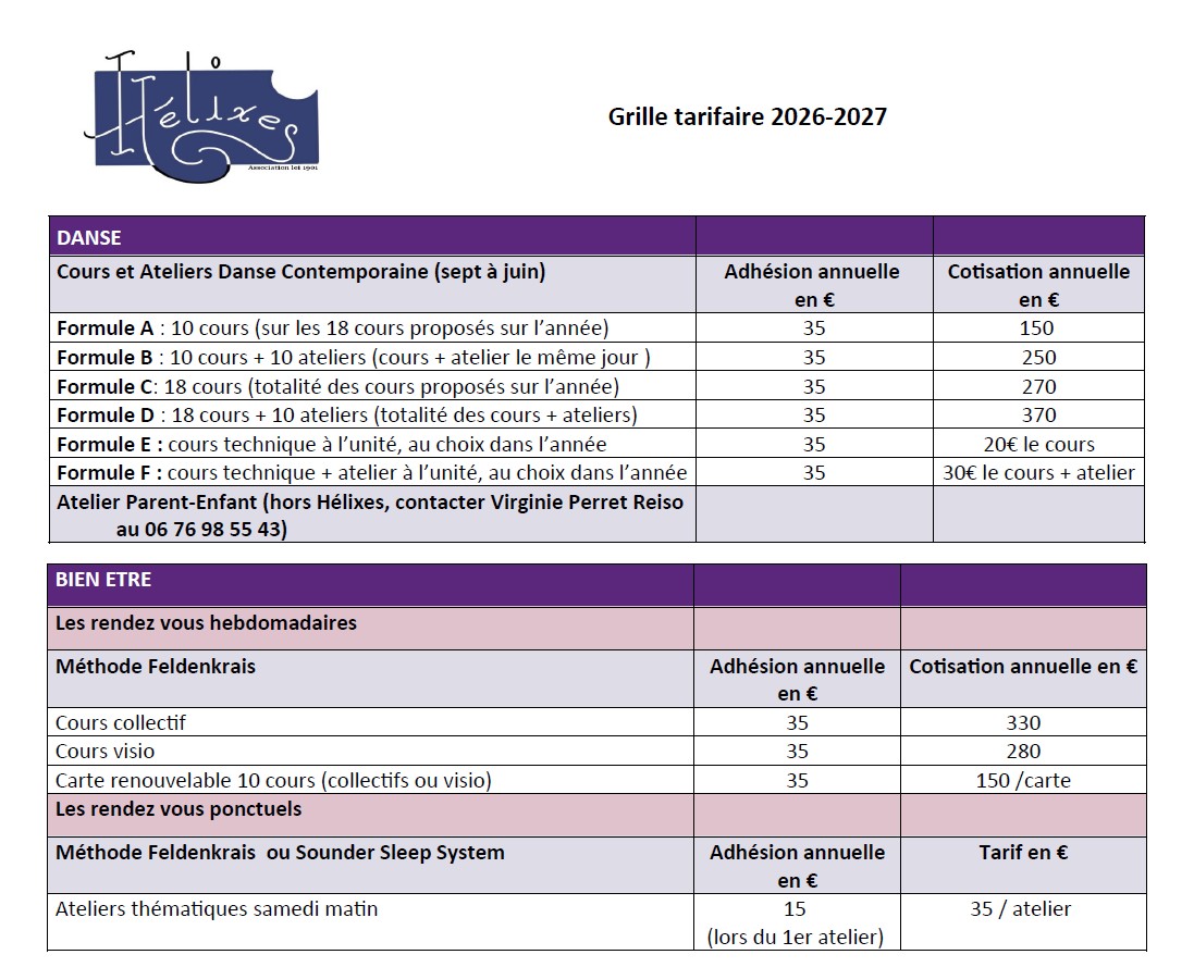 helixes-grille-tarifaire-2025-2026 tarifs Hélixes 2026-2027